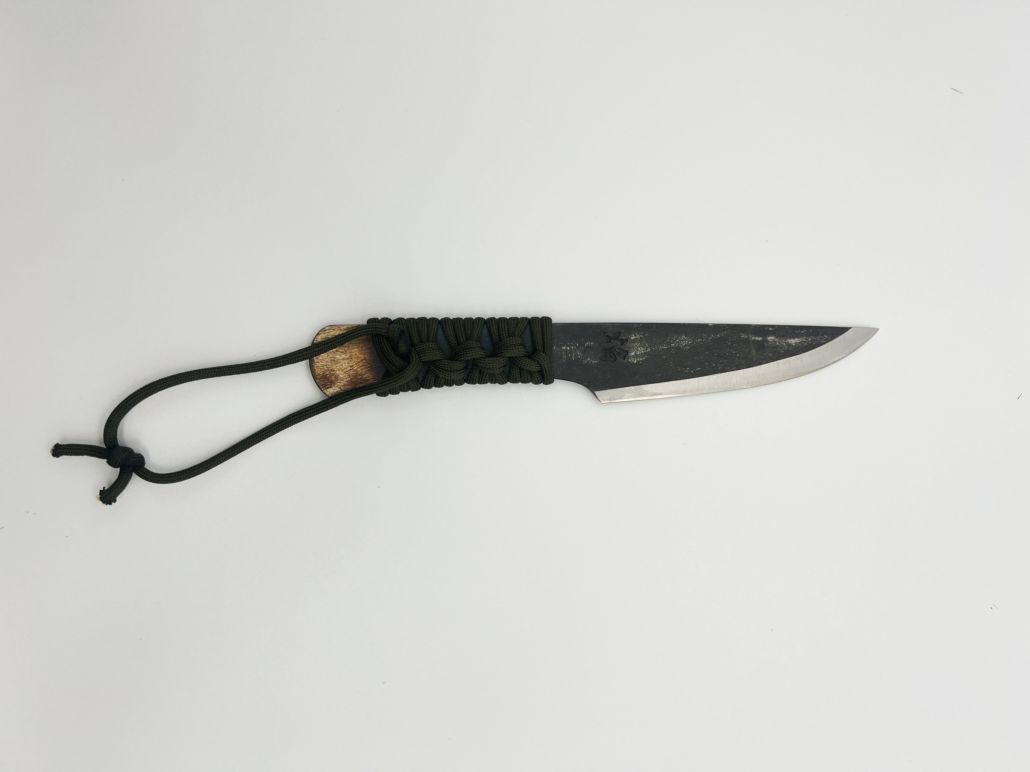 Custom Japanese-Style Knife (Forged by Itsuo Doi) Aogami #2 Steel Black-Finished Double-Edged Blade 120mm