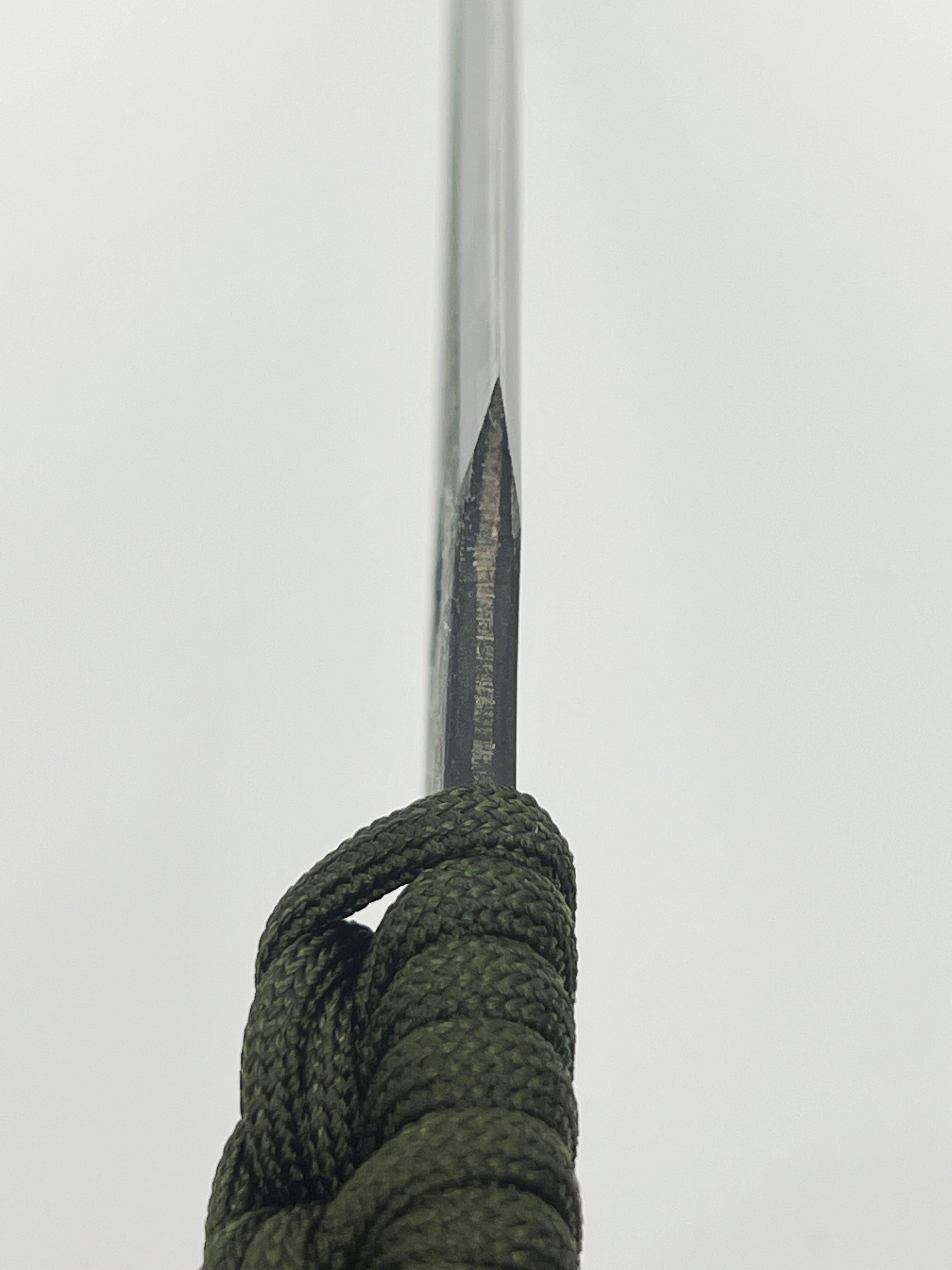 Custom Japanese-Style Knife (Forged by Itsuo Doi) Aogami #2 Steel Black-Finished Double-Edged Blade 120mm